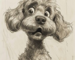 Vintage Art Dog Gallery 44 animation sketches by albert johnson sketch, a sophisticated surprised dwarf grey poodle
