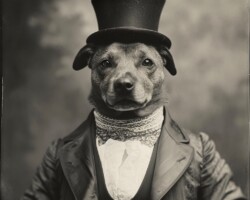Vintage Art Dog Gallery 94 black and white old timey photo of a dog that was elected mayor
