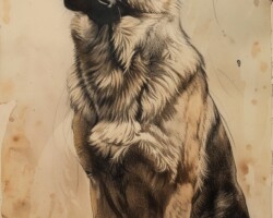 Vintage Art Dog Gallery 72 hand drawing, dog, vintage, dog's full body, hand drawing, dog, vintage, dog's full body, german shepherd dog