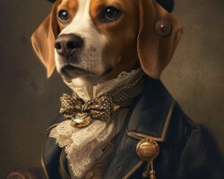 Vintage Art Dog Gallery 22 illustration of a funny beagle in marvel style, in an ancient victorian photo