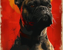 Vintage Art Dog Gallery 12 patterned portraiture of a cute tan french bulldog
