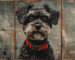 Vintage Art Dog Gallery 70 schnoodle dogs industrial style painting royalcore